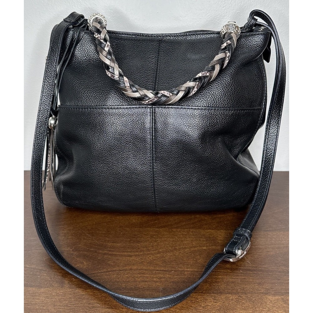 Brighton Purse Handbag Bahamas Black Barbados Tote Crossbody Leather Snake